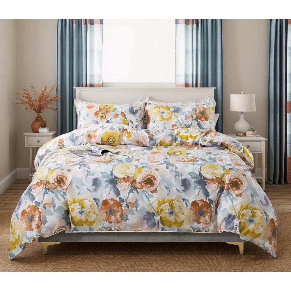 Duvet Cover Set Full Size 3 Piece Luxury Farmhouse Bedding 82x86